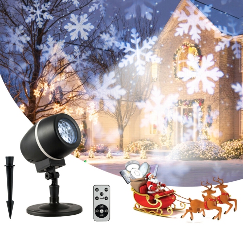 GYMAX  Christmas Snowflake Led Projector Lights Outdoor Waterproof W/ Remote Control