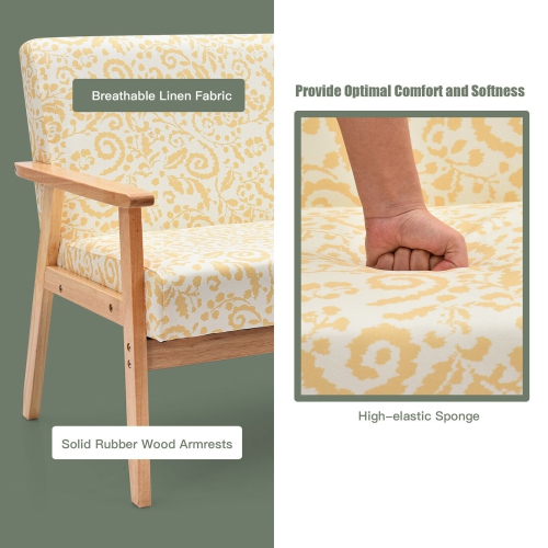 Gymax Modern Fabric Loveseat Sofa Couch Upholstered 2-Seat Wood Armchair