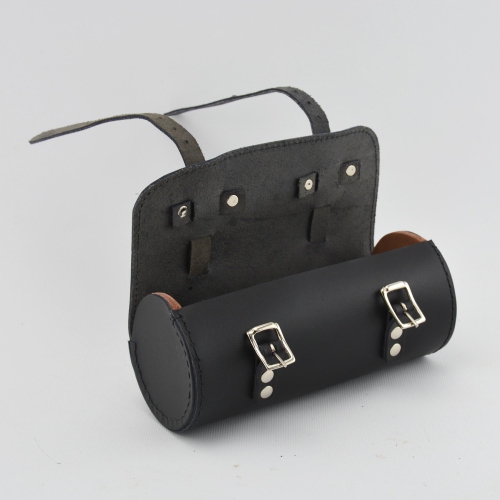 Exclusive Leather CA Bicycle Round Saddle Bag Small - Black