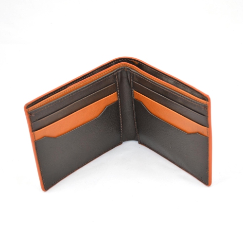 Exclusive Leather CA Slim Bifold Goat Leather Wallet - Brown