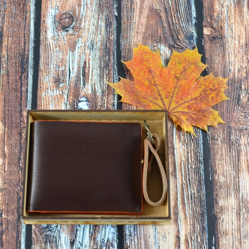 Exclusive Leather CA Slim Bifold Goat Leather Wallet - Brown