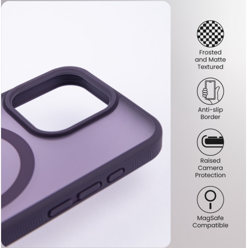 TopSave Frosted and Matte Combination Texture MagSafe Slim Rugged Armor, Strong Magnet, Protective Case for iPhone 16 Pro Max 6.9", Purple