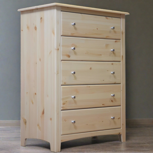 Chest Solid Wood Five Drawer Natural