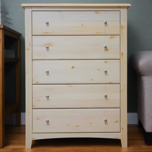 Chest Solid Wood Five Drawer Natural