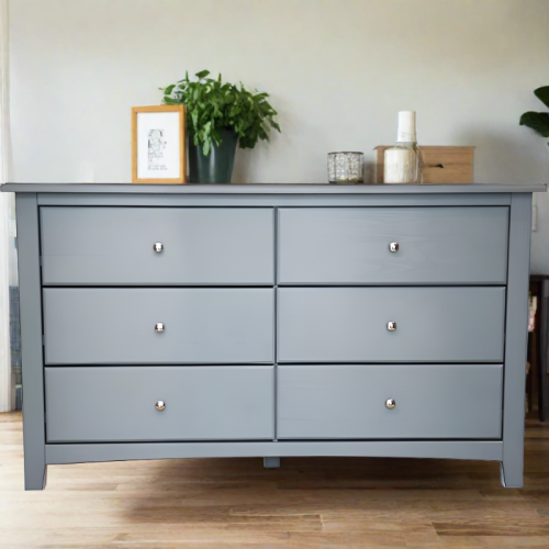 Dresser Solid Wood Six Drawer Grey