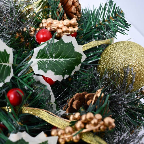 ALEKO CHW012 Decorative Holiday Christmas Artificial Wreath with Pine Cones and Gold Accents