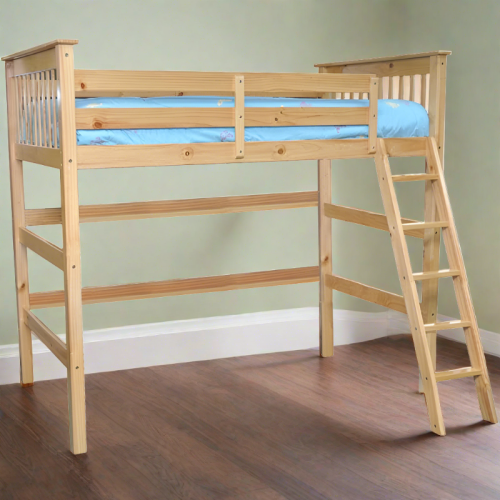 Loft Bed Full High with Angled Ladder Natural | Best Buy Canada