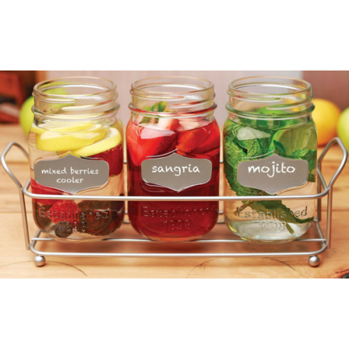 Circleware Trio Grand 4-Piece Cutlery Caddy w/ Mason Jars and Chalk