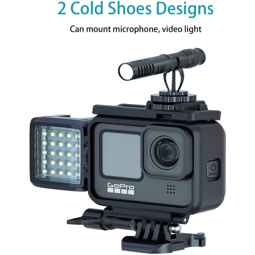 Case for GoPro Hero 9 Frame Housing with Cold Shoe Mount, Protective Shell Cage Mount Accessories for Go Pro Hero 9 Action Cameras