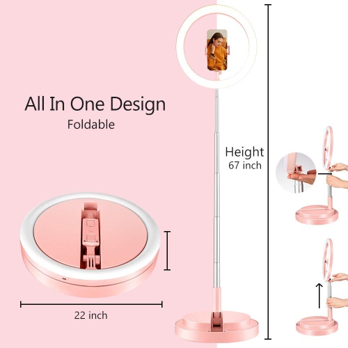 Selfie Ring Light with Stand and Phone Holder - 12 Inch Phone Ring Light with 67 Inch Stand, 3 Light Mode & 10 Brightness Circle Light with Phone