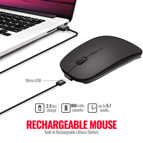 Slim Wireless Mouse for Bluetooth 2.0/3.0/4.0, Up to 1600 DIP, Compatible with Windows, MacOS, Android, iPhone/iPad