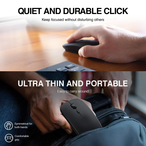 Slim Wireless Mouse for Bluetooth 2.0/3.0/4.0, Up to 1600 DIP, Compatible with Windows, MacOS, Android, iPhone/iPad