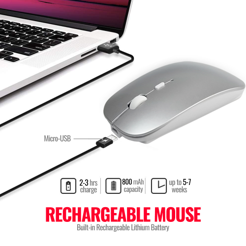 Slim Wireless Mouse for Bluetooth 2.0/3.0/4.0, Up to 1600 DIP, Compatible with Windows, MacOS, Android, iPhone/iPad