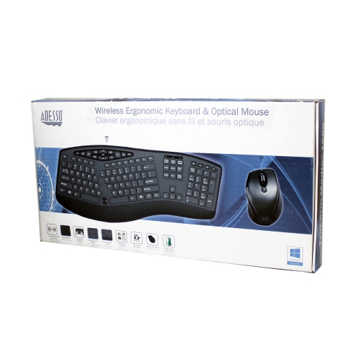 Adesso TruForm Wireless Ergonomic Keyboard & Mouse Combo - French -