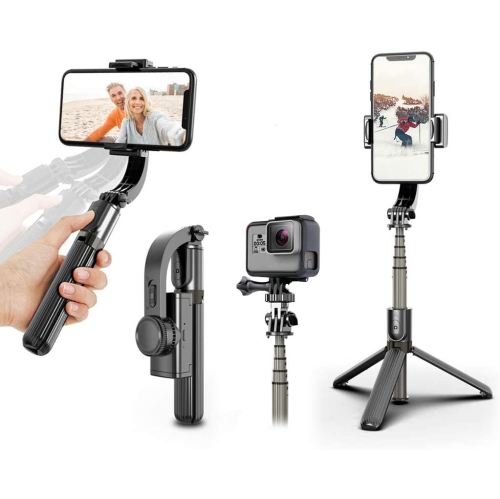 Wingomart Smartphone Camera Stabilizer L08 Handheld with 360°Auto Balance Anti Shake with Built-in Remote Wireless Bluetooth Selfie Stick Pan-tilt Tr