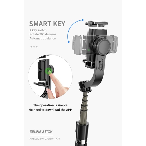 Stabilisateur de cardan pour smartphone L08 avec équilibre automatique à 360 ° et télécommande sans fil Bluetooth intégrée