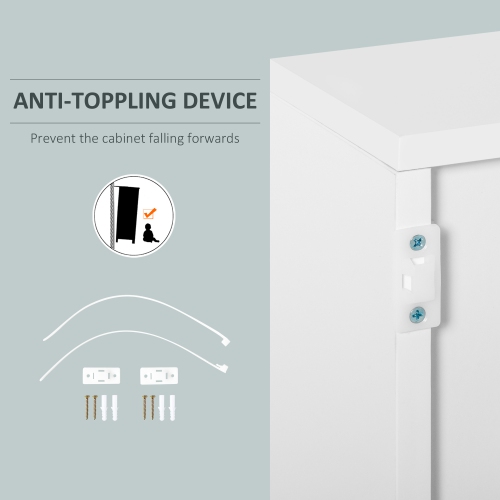 HOMCOM High Gloss Buffet Sideboard with 2 Drawers, 2 Doors and Adjustable Shelves, Kitchen Storage Cabinet with Push Open Design, Grey and White