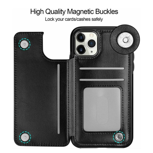 Leather Flip Wallet Case Card Holder Phone Back Cover for iPhone 12 Pro Max