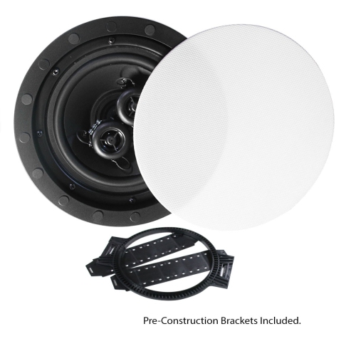 Boost Audio NV62FS Near-Vanishing Premium 6.5" Single Point Stereo In-Ceiling Speaker with Pre-Construction Bracket