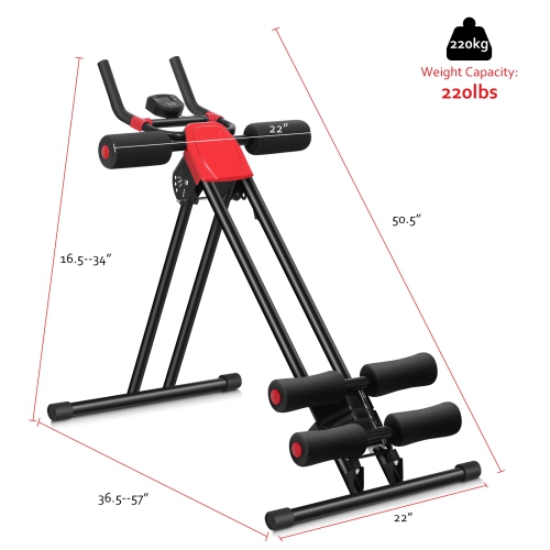 COSTWAY  Ab Machine With Lcd Monitor Adjustable Abdominal Trainer Cruncher for Home Gym