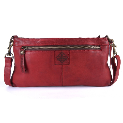 Leather Handbag, Classy Italian Designer Clutch 11.4"- Red