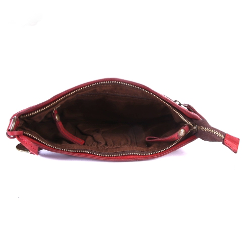 Leather Handbag, Classy Italian Designer Clutch 11.4"- Red