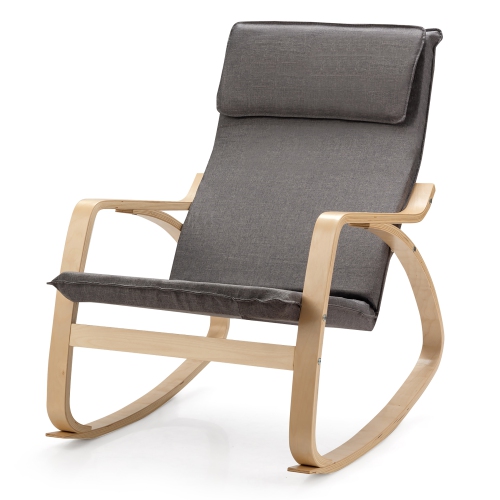 Costway Modern Bentwood Rocking Chair Fabric Upholstered Relax Rocker Lounge Chair