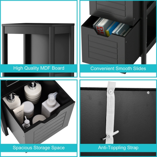 Costway Bathroom Wooden Floor Cabinet Multifunction Storage Rack Stand Organizer