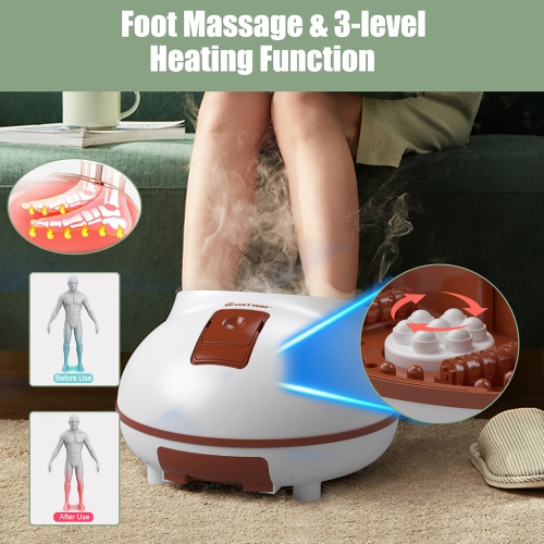 Costway Steam Foot Spa Bath Massager Foot Sauna Care w/Heating Timer Electric Rollers