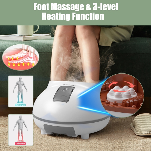 Costway Steam Foot Spa Bath Massager Foot Sauna Care w/Heating Timer Electric Rollers