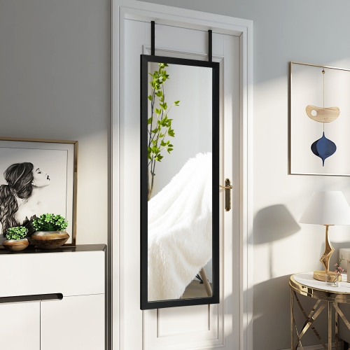 Costway Door Wall Mounted Mirror Full Length Hanging Wood Frame Mirror Decor