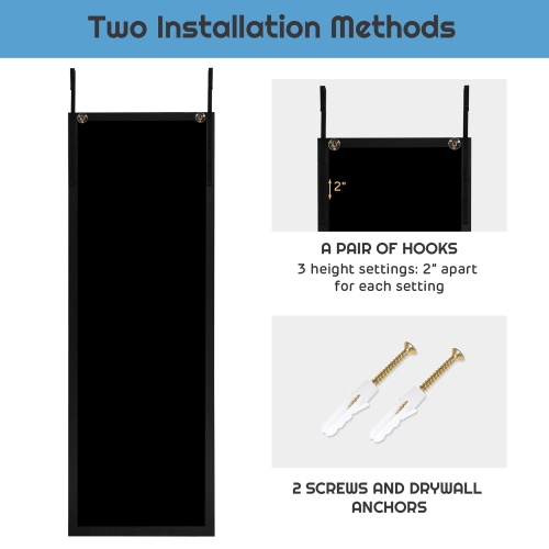 Costway Door Wall Mounted Mirror Full Length Hanging Wood Frame Mirror Decor