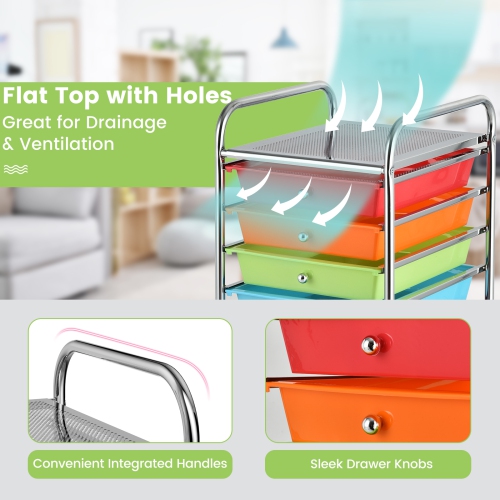 Costway – Organisateur d’école de bureau à 10 tiroirs et chariot de rangement sur roulettes, multicolore