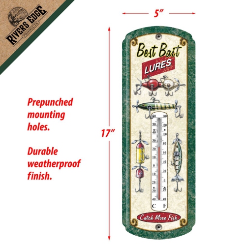 Rivers Edge Best Bait Lures Nostalgic Tin Thermometer for sale online 
