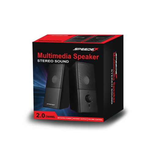 Speedex Multimedia 2.0 channel 6W stereo 3.5mm + USB powered with front headset output connector PC speaker