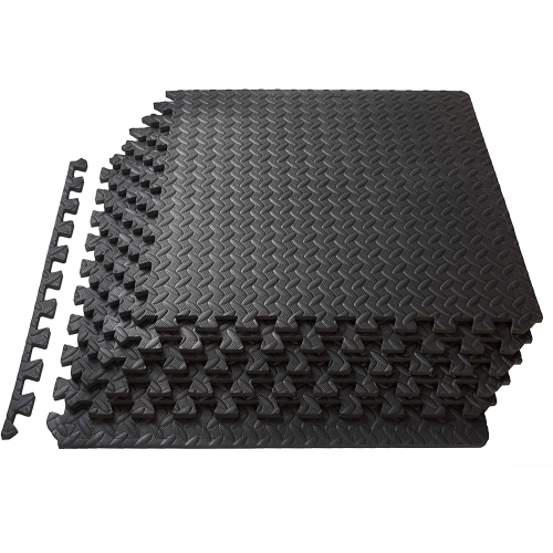 Puzzle Exercise Mat, EVA Foam Interlocking Tiles, Protective Flooring for Gym Equipment and Cushion for Workouts, Black