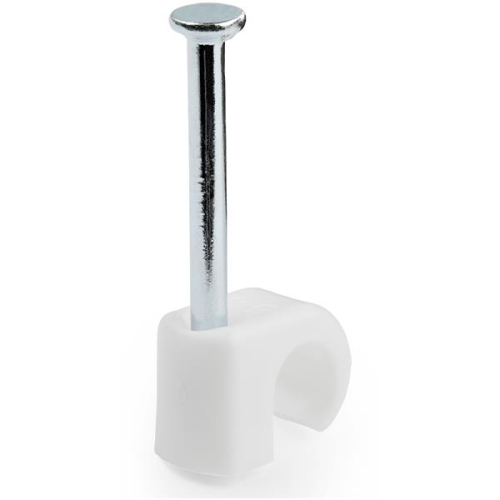 StarTech 100 Pk Cable Clips w/ Nail - Reusable Nail-in Clamps - Cord Mounting/Holding Clips - Cable Tacks Wire Fasteners White TAA