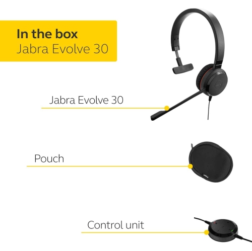 Jabra Evolve 30 II Mono UC - Professional Unified Communicaton Headset, Black, Mono Speaker