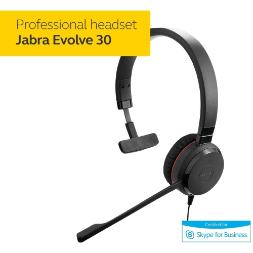 Jabra Evolve 30 II Mono UC - Professional Unified Communicaton Headset, Black, Mono Speaker