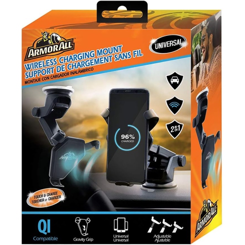 Armor All AWC8-1004-BLK Wireless Qi Charging Extendable Car Mount