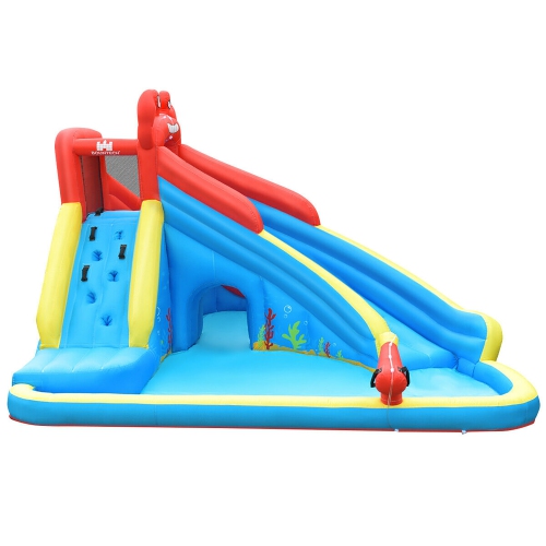 Costway Inflatable Water Slide Crab Dual Slide Bounce House Splash Pool W/ 950W Blower