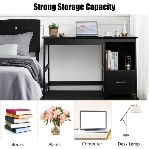 Gymax 47.5'' Computer Desk Trestle Desk Writing Study Workstation w/ 2 Drawers
