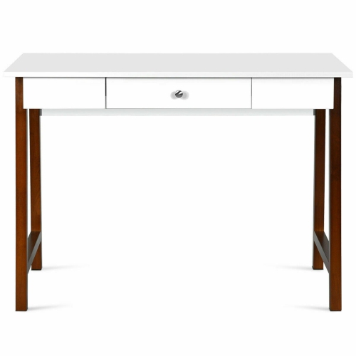 Gymax Computer Desk Laptop PC Writing Table Makeup Vanity Table w/Drawer and Wood Legs