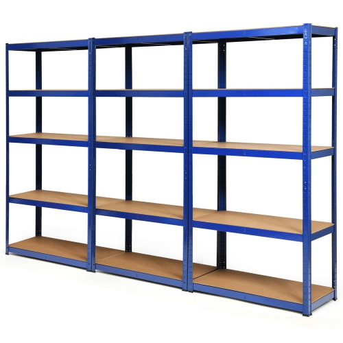 Gymax 1/2/3/4PCS 72'' Metal 5-Tier Garage Storage Rack Shelf Adjustable Freestanding Blue
