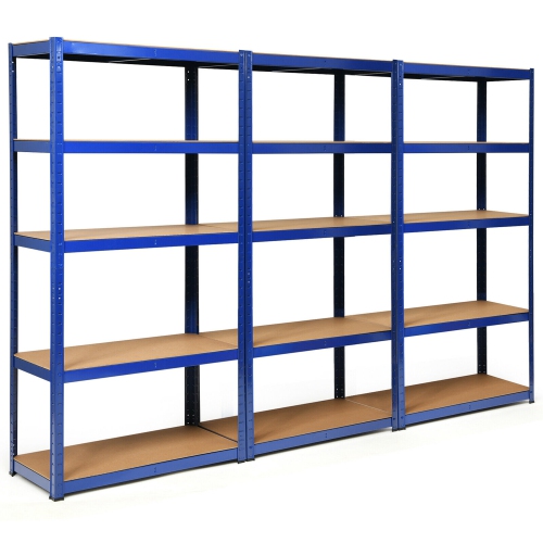 Gymax 1/2/3/4PCS 72'' Metal 5-Tier Garage Storage Rack Shelf Adjustable Freestanding Blue