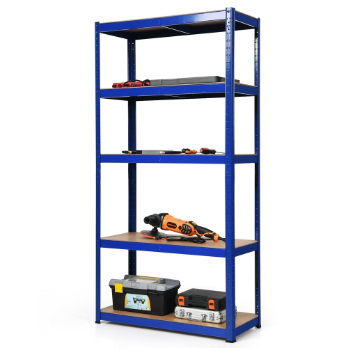 Gymax 1/2/3/4PCS 72'' Metal 5-Tier Garage Storage Rack Shelf Adjustable Freestanding Blue