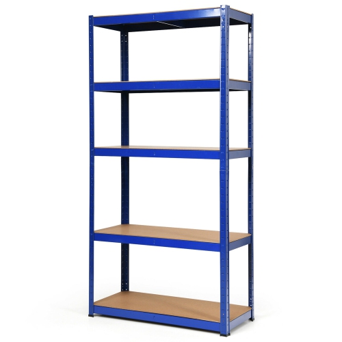 GYMAX  1/2/3/4PCs 72" Metal 5-Tier Garage Storage Rack Shelf Adjustable Freestanding In Blue
