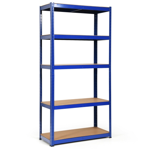 Gymax 1/2/3/4PCS 72'' Metal 5-Tier Garage Storage Rack Shelf Adjustable Freestanding Blue