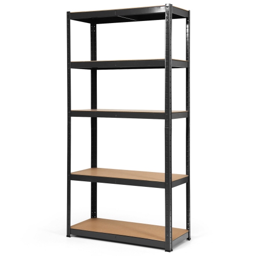 GYMAX  1/2/3/4PCs 72" Metal 5-Tier Garage Storage Rack Shelf Adjustable Freestanding In Black