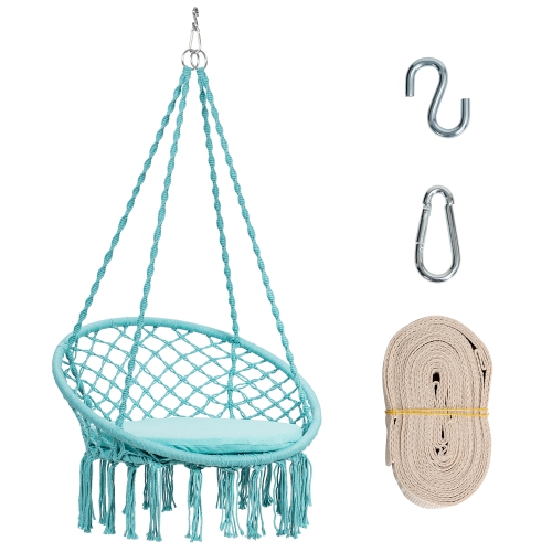 COSTWAY  Hammock Chair Macrame Swing Cushion Hanging Hardware Kit Indoor Outdoor